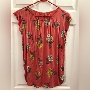 Women’s Loft Outlet cap sleeve floral blouse